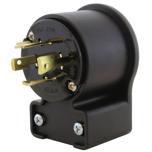 Locking Plug, L15-20P, 20 A, 250V AC, Three Phase, Black